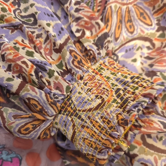 Fate Sheer Lined Women's Multicolor Paisley Button Down Top Sz L - Picture 12 of 13